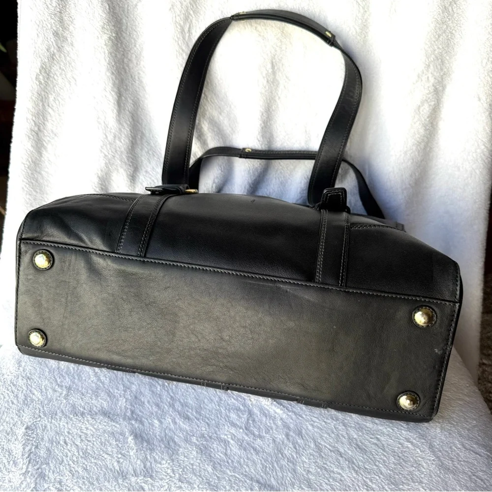 Vintage Coach Hampton #11046 Large Shoulder Bag Turnlock Black Leather - Picture 7 of 11